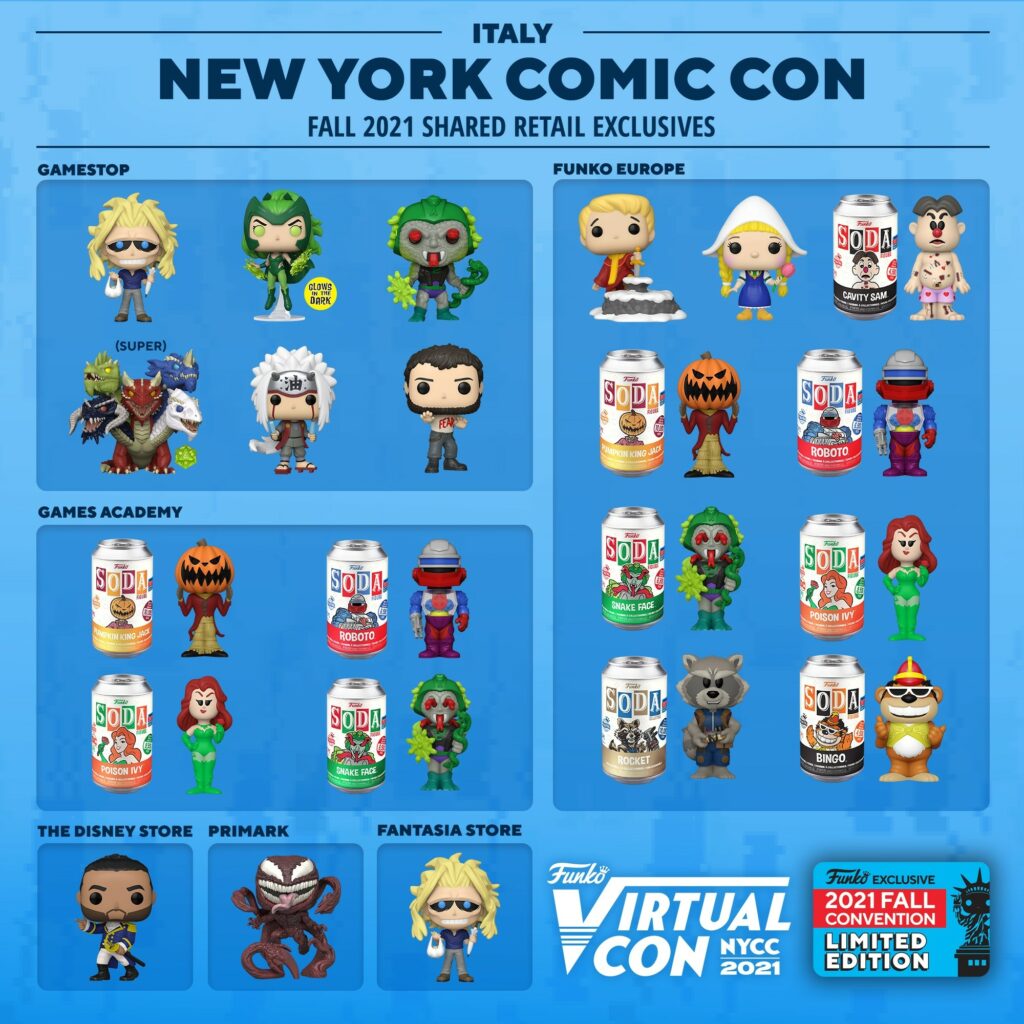 Funko Virtual Con NYCC Fall 2021 - Shared Retailers Exclusives List - Italy