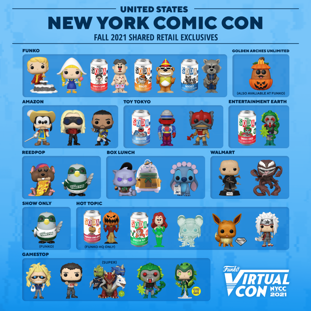 Funko Virtual Con NYCC Fall 2021 - Shared Retailers Exclusives List - United States