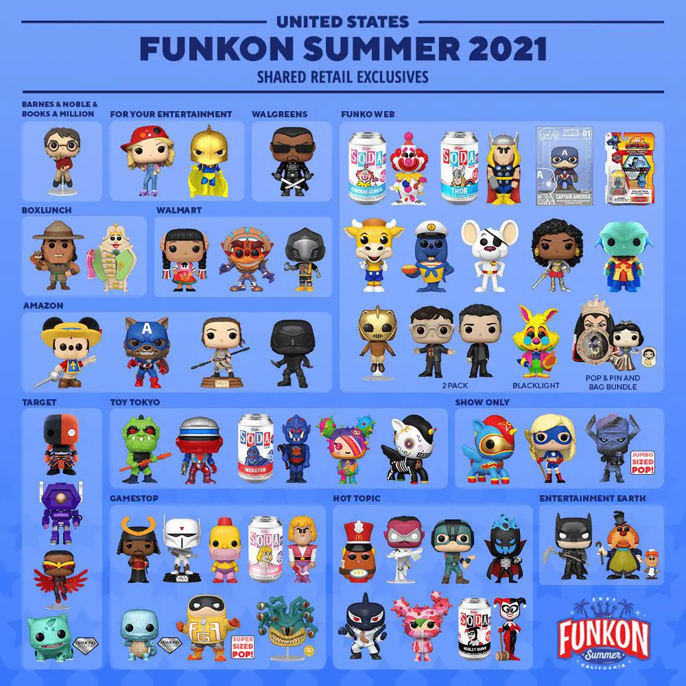 Funko FunKon Summer Convention (SDCC) 2021 exclusives guide. Pop Shop