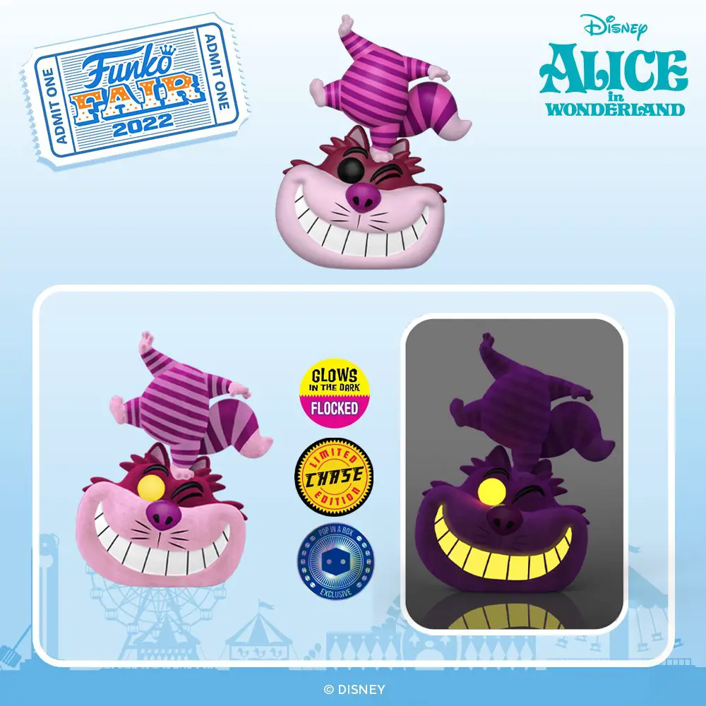 Funko Fair 2022 - Funko Pop Disney - Alice in Wonderland Cheshire Cat Standing on Head with (Flocked and Glow) chase - New Funko Pop Vinyl Figures - Pop Shop Guide