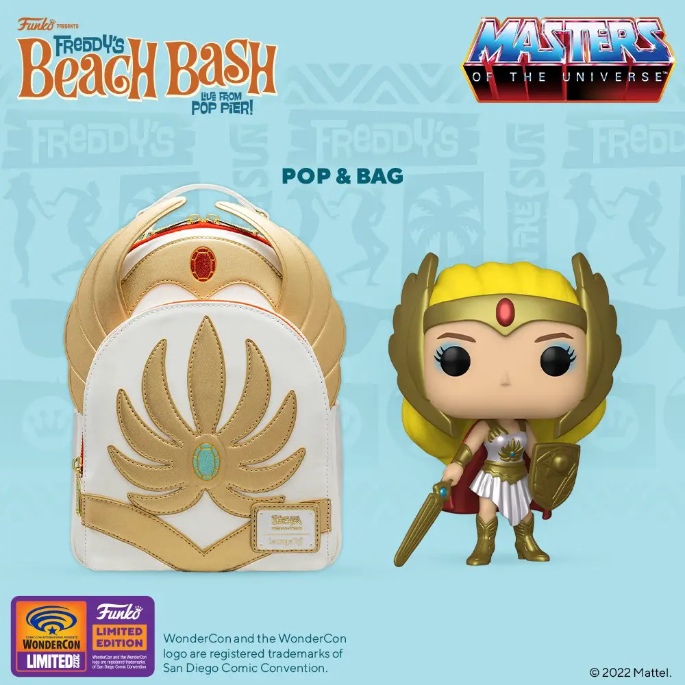 Funko WonderCon Spring 2022 - Funko Pop Convention Exclusives Figures - Masters of the Universe 38 She-Ra (Loungefly Bag Bundle) - Pop Shop Guide