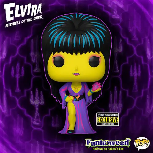 Funko Pop Icons - Elvira Mistress of the Dark (Black Light) - New Funko Pop vinyl figure - Pop Shop Guide