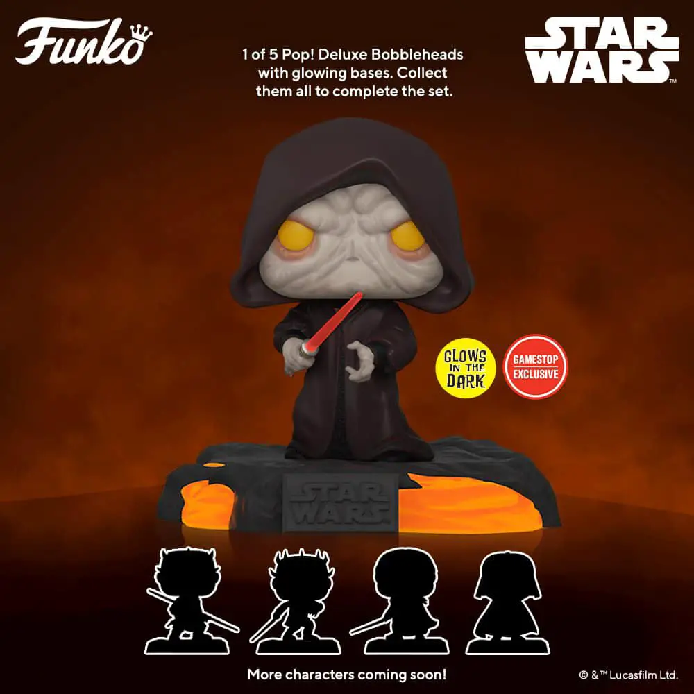 Funko Pop Star Wars - GameStop Star Wars Red Saber Series Volume 1 - Darth Sidious Glow - New Funko Pop Vinyl Figures - Pop Shop Guide