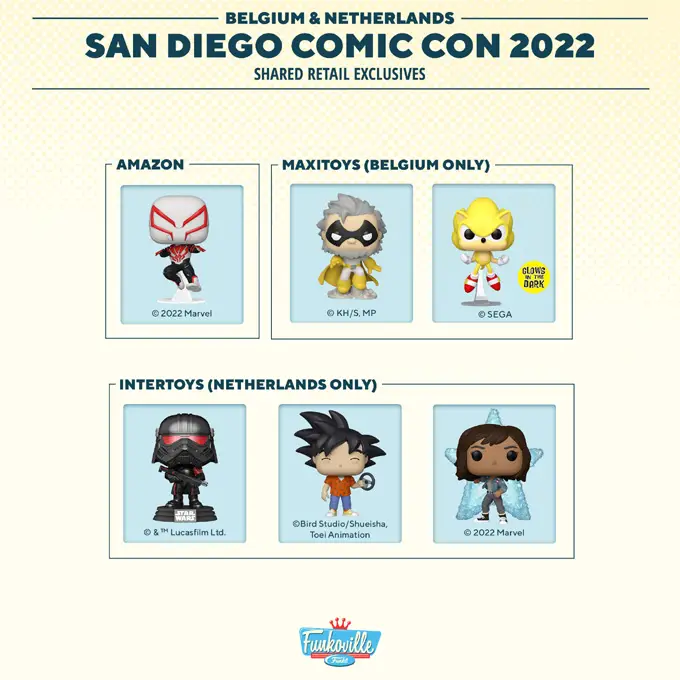Funko San Diego Comic-Con (SDCC) 2022 - Shared Retailers - Belgium and The Netherlands - Funko Pop Convention Exclusives - Pop Shop Guide