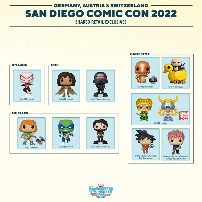 Funko San Diego Comic-Con (SDCC) 2022 - Shared Retailers - Germany - Funko Pop Convention Exclusives - Pop Shop Guide