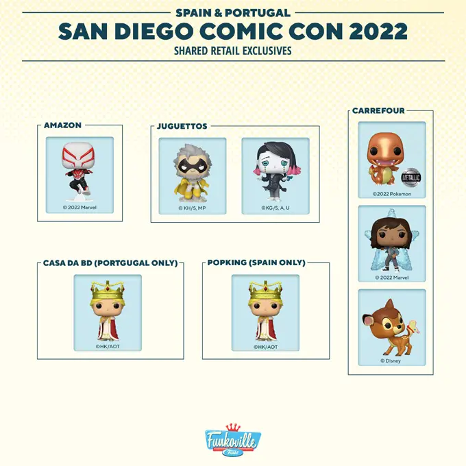 Funko San Diego Comic-Con (SDCC) 2022 - Shared Retailers - Spain and Portugal - Funko Pop Convention Exclusives - Pop Shop Guide