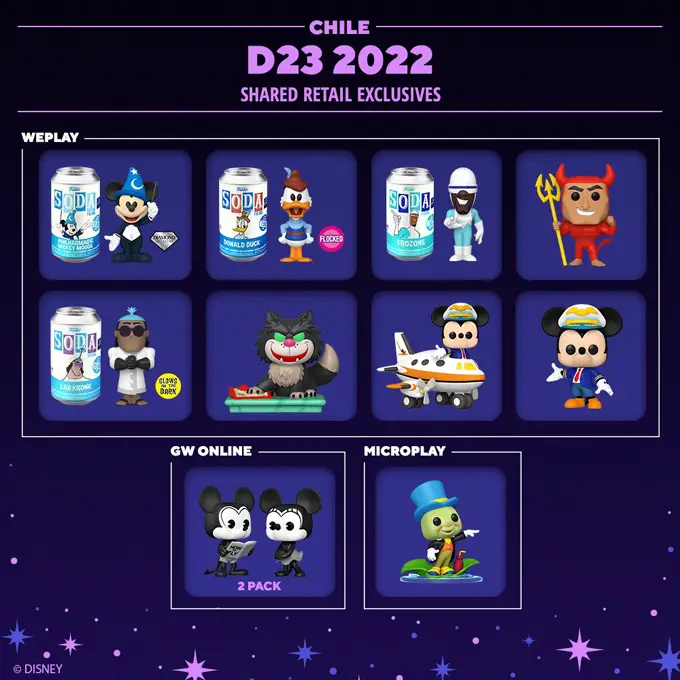Funko D23 Expo 2022 - Shared Retailers - Chile - Funko Pop Exclusives - Pop Shop Guide