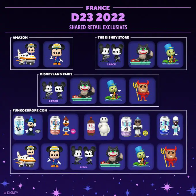 Funko D23 Expo 2022 - Shared Retailers - France - Funko Pop Exclusives - Pop Shop Guide