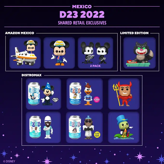 Funko D23 Expo 2022 - Shared Retailers - Mexico - Funko Pop Exclusives - Pop Shop Guide