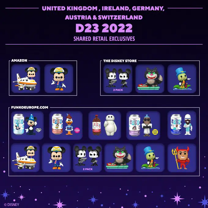 Funko D23 Expo 2022 - Shared Retailers - United Kingdom - Funko Pop Exclusives - Pop Shop Guide