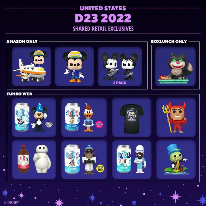 Funko D23 Expo 2022 - Shared Retailers - United States - Funko Pop Exclusives - Pop Shop Guide