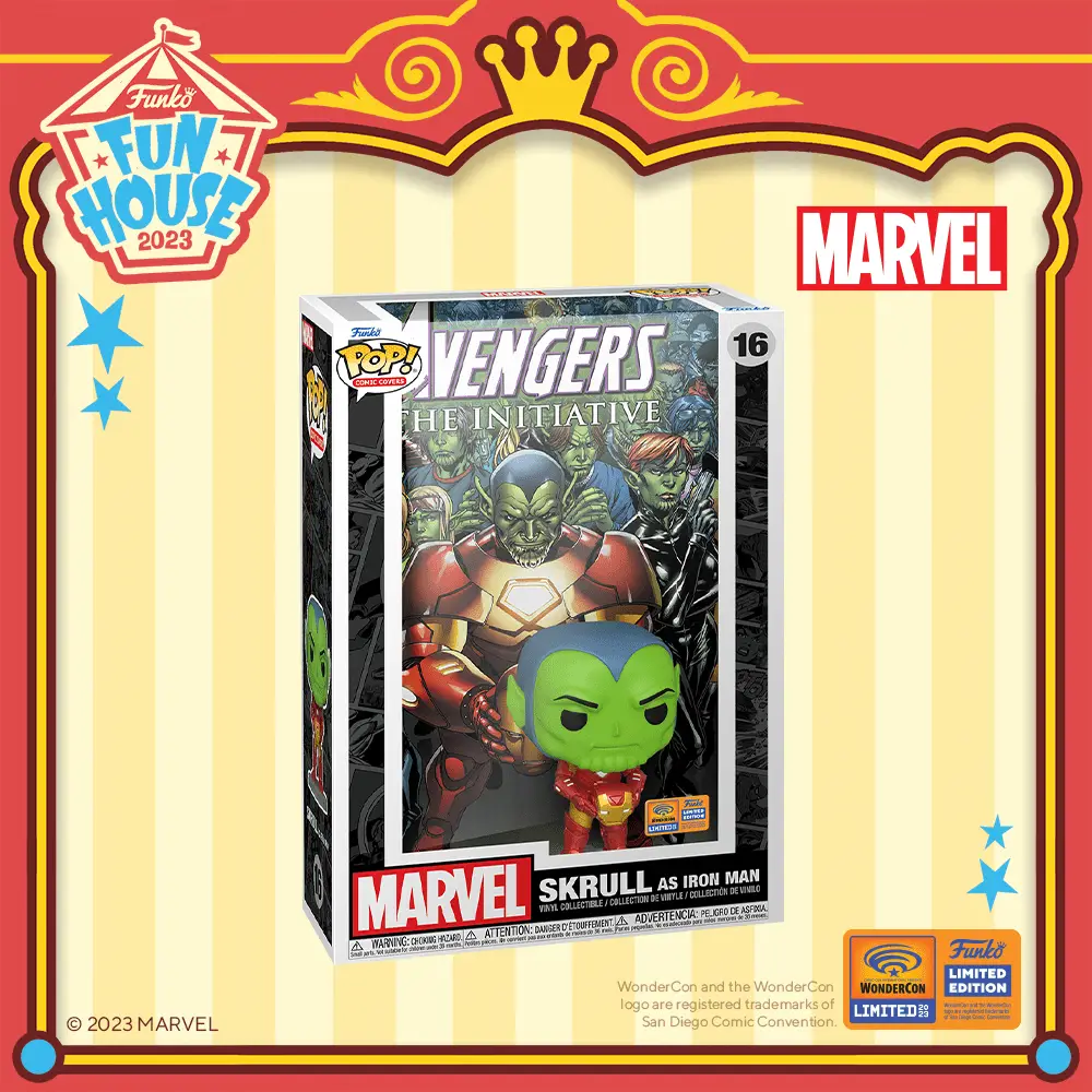 Funko Wondrous WonderCon 2023 - Funko Pop Vinyl Shared Retail Exclusives - Pop! Comic Covers – #16 – Skrull as Iron Man (Avengers The Initiative #15) - Pop Shop Guide