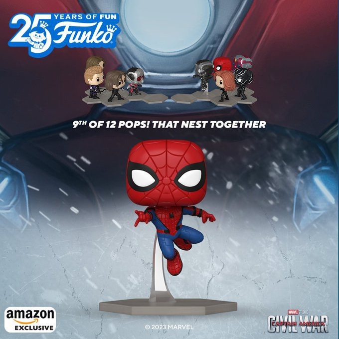 Funko Pop Marvel - Captain America Civil War (Build-A-Scene) - New Civil War Spider-Man (Figure 9 of 12) (Amazon Exclusive) - Pop Shop Guide