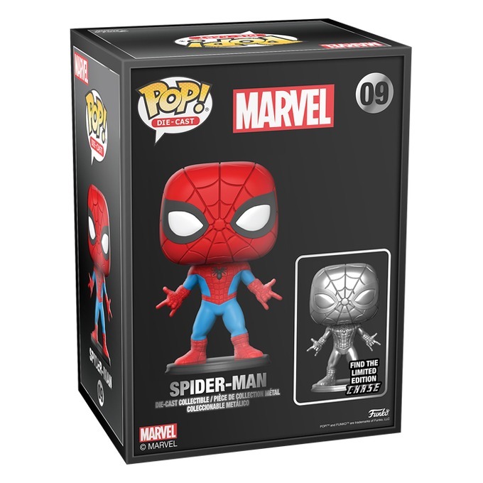 Funko Pop news - New Marvel Spider-Man Funko Pop! Die-Cast figure - Pop Box back - Pop Shop Guide