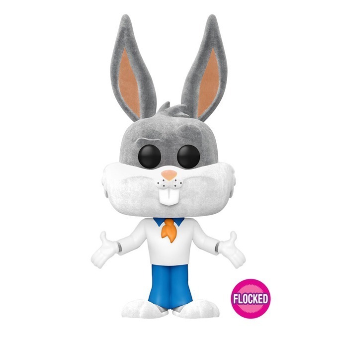 Funko Pop news - New Warner Bros. 100th Anniversary Looney Tunes X Scooby-Doo Funko Pop! Bugs Bunny as Fred Jones (Flocked) figure and T-Shirt Bundle - 04 - Pop Shop Guide