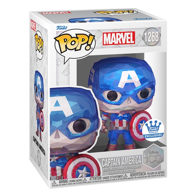 Funko Pop news - New exclusive Disney 100th Funko Pop! Marvel Captain America (Facet) figure - Pop Box - Pop Shop Guide