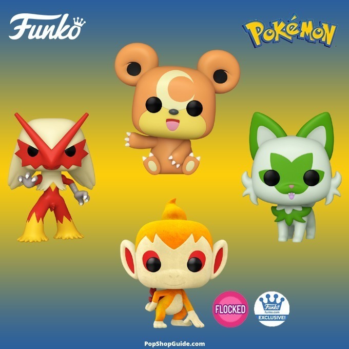 Funko Pop Games - New Pokemon Funko Pop! Blaziken, Sprigatito, Teddiursa and Chimchar (Flocked) figures - Pop Shop Guide