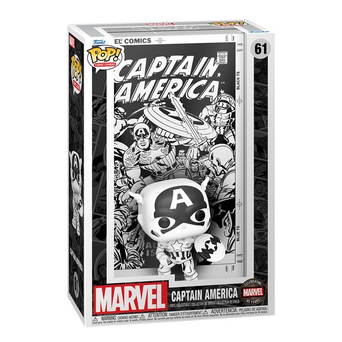 Funko Pop news - New Marvel Captain America (Black and White) Funko Pop! Captain America #112 (1969) Comic Cover figure (Marvel 85th Anniversary) - Box-Pop Shop Guide